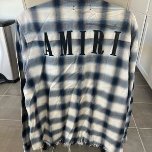 AMIRI Distressed Blue Flannel (Sz. Large)